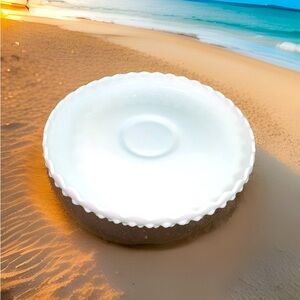 Fenton Hobnail Milk Glass #3703 Chip n Dip Plate Only Scalloped Platter Tray